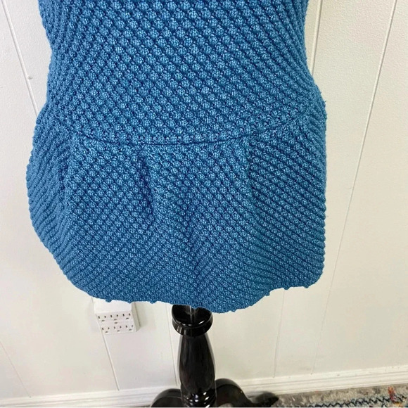 7 FOR ALL MANKIND boho knit crochet peplum top V Neck Bobble Knit Sz S Cottage - Picture 9 of 15